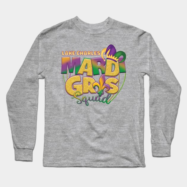 Lake Charles Mardi Gras Long Sleeve T-Shirt by SunburstGeo